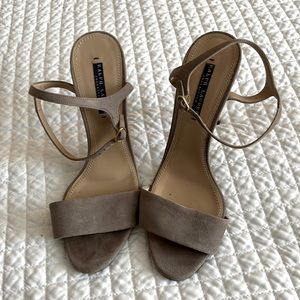Ralph Lauren Collection heels in a Taupe color with a four inch heel